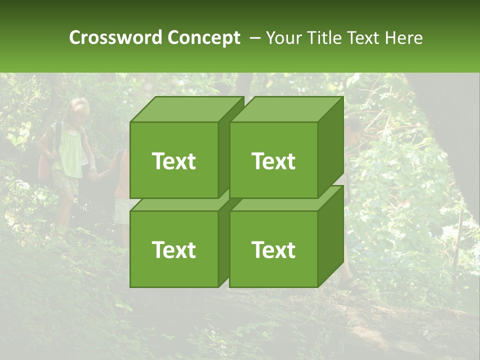 A Group Of Kids Walking On A Log In The Woods PowerPoint Template
