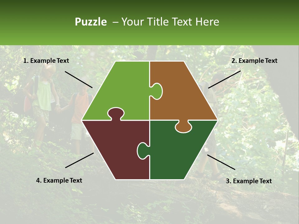 A Group Of Kids Walking On A Log In The Woods PowerPoint Template