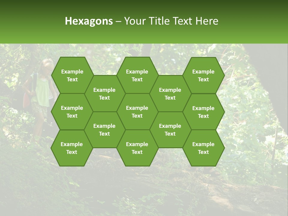 A Group Of Kids Walking On A Log In The Woods PowerPoint Template