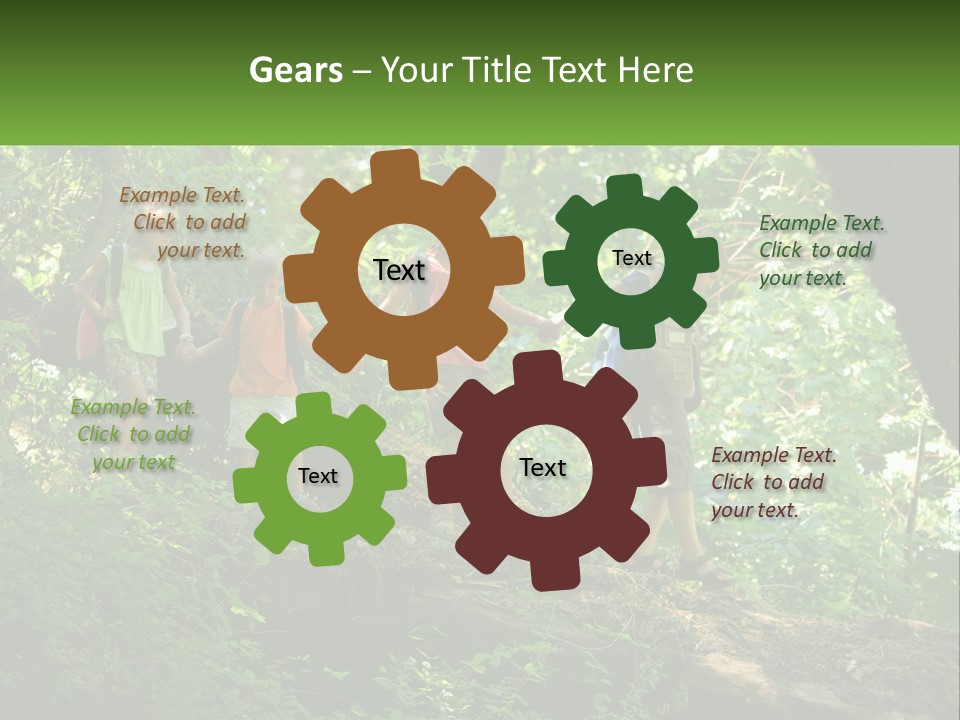 A Group Of Kids Walking On A Log In The Woods PowerPoint Template