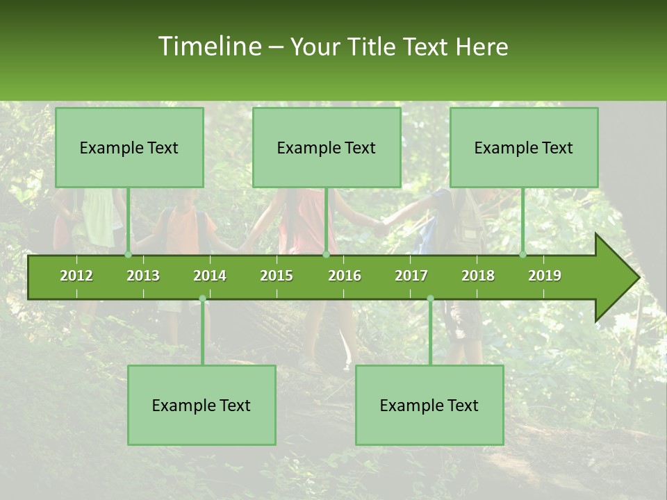 A Group Of Kids Walking On A Log In The Woods PowerPoint Template