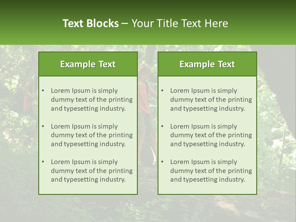 A Group Of Kids Walking On A Log In The Woods PowerPoint Template