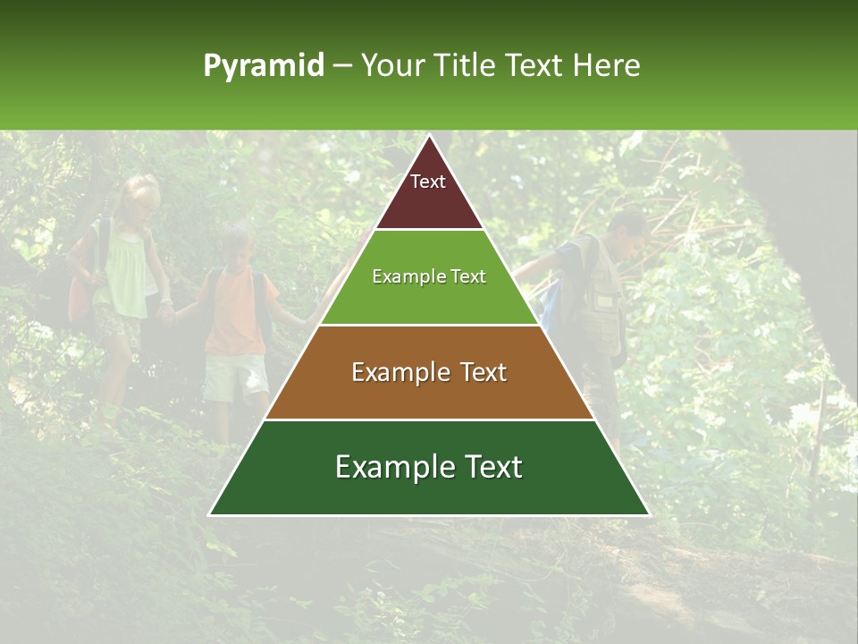 A Group Of Kids Walking On A Log In The Woods PowerPoint Template