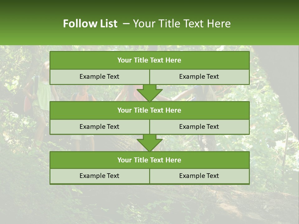 A Group Of Kids Walking On A Log In The Woods PowerPoint Template