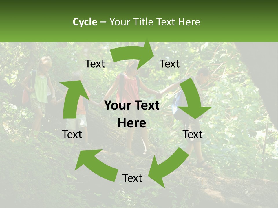 A Group Of Kids Walking On A Log In The Woods PowerPoint Template