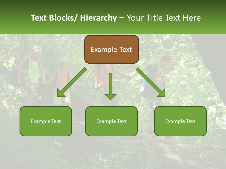 A Group Of Kids Walking On A Log In The Woods PowerPoint Template