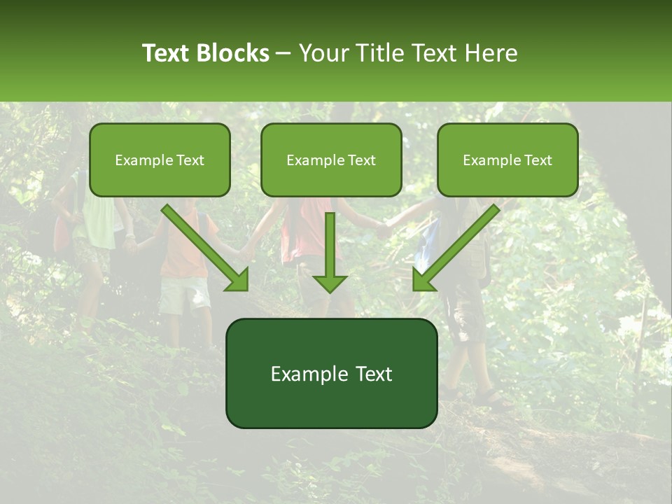 A Group Of Kids Walking On A Log In The Woods PowerPoint Template