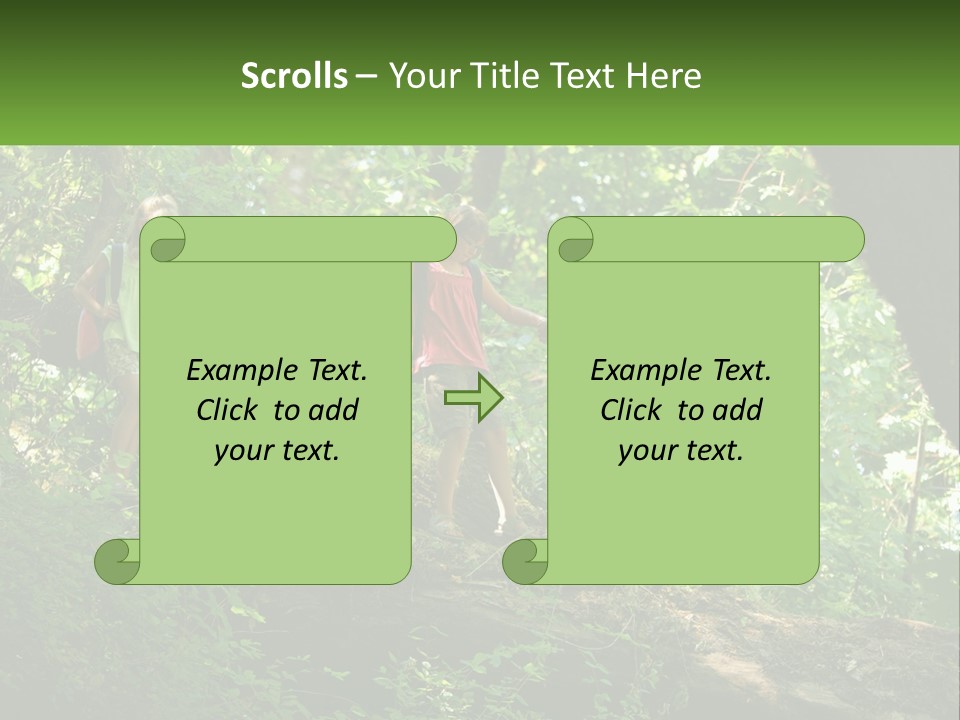 A Group Of Kids Walking On A Log In The Woods PowerPoint Template