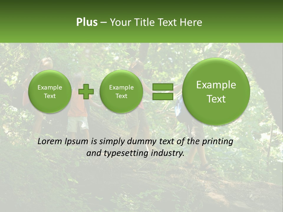 A Group Of Kids Walking On A Log In The Woods PowerPoint Template