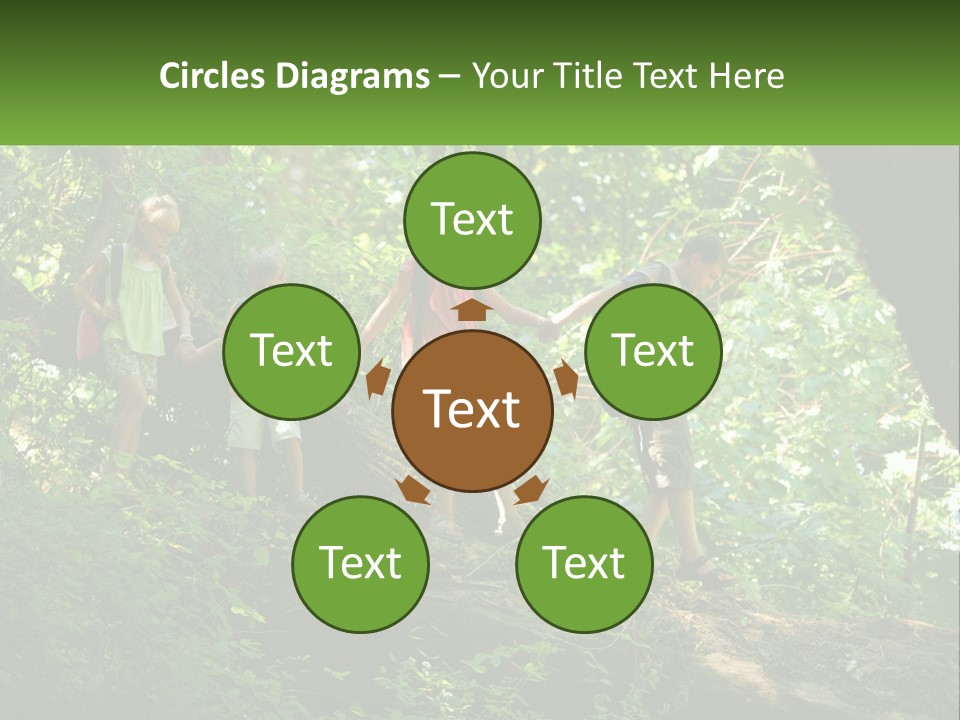 A Group Of Kids Walking On A Log In The Woods PowerPoint Template