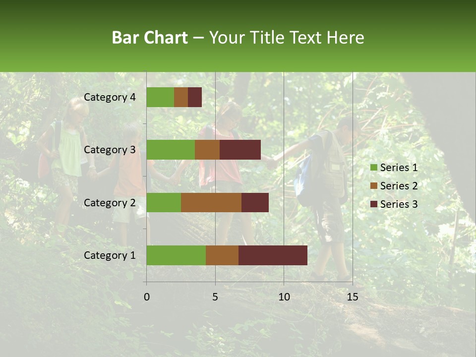 A Group Of Kids Walking On A Log In The Woods PowerPoint Template