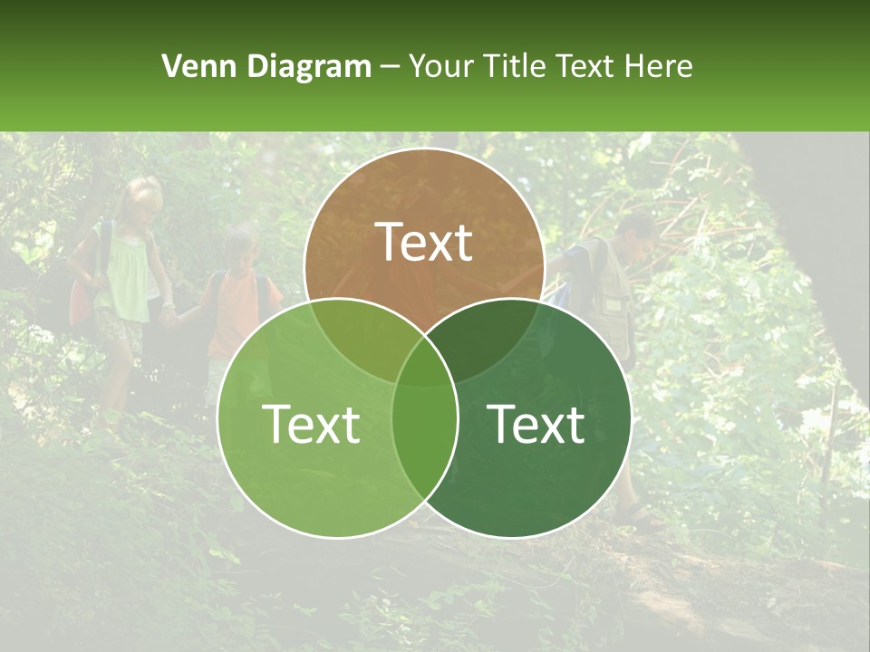 A Group Of Kids Walking On A Log In The Woods PowerPoint Template