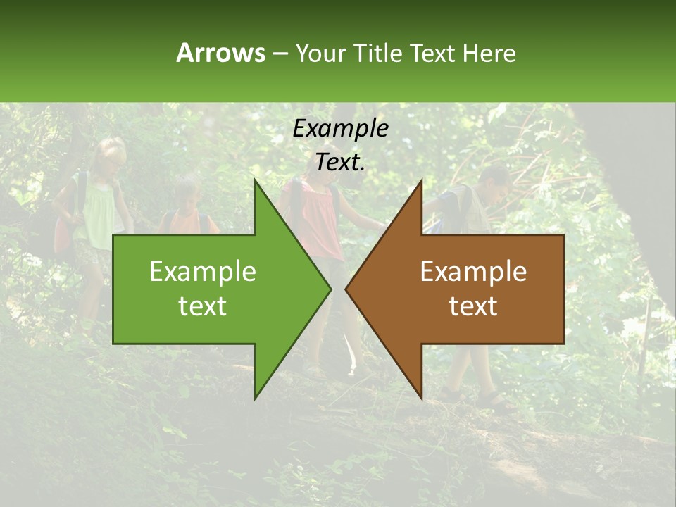 A Group Of Kids Walking On A Log In The Woods PowerPoint Template