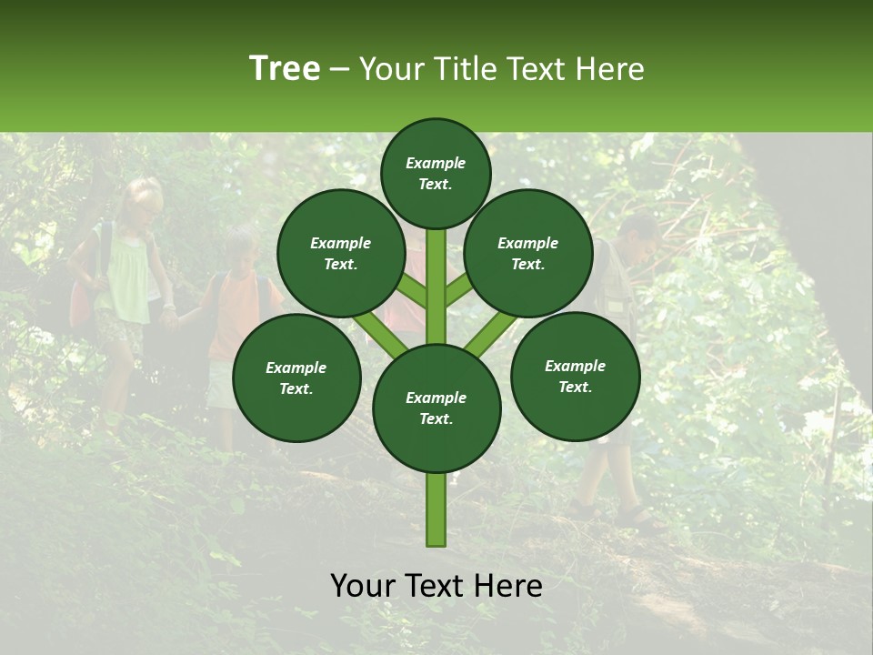 A Group Of Kids Walking On A Log In The Woods PowerPoint Template