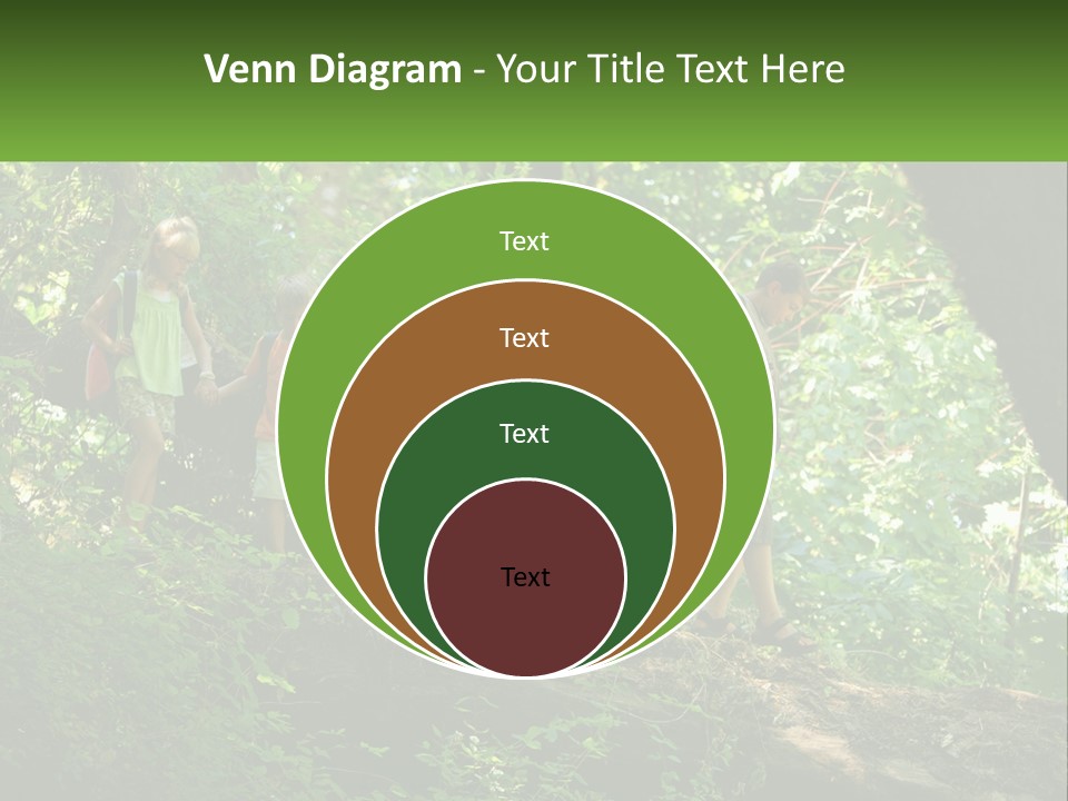 A Group Of Kids Walking On A Log In The Woods PowerPoint Template
