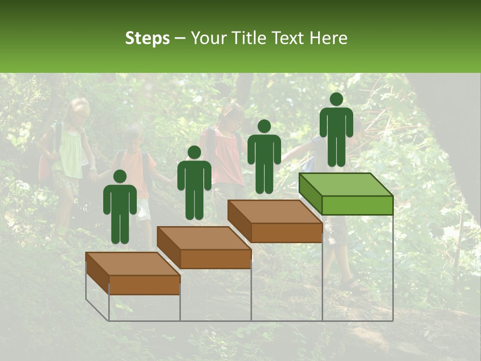 A Group Of Kids Walking On A Log In The Woods PowerPoint Template