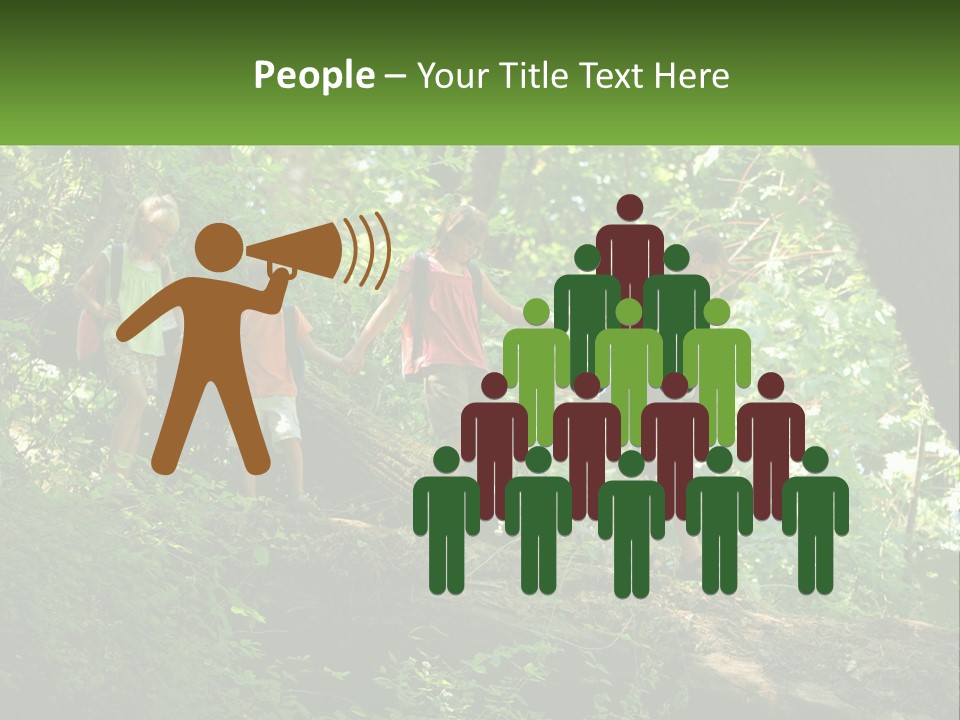 A Group Of Kids Walking On A Log In The Woods PowerPoint Template
