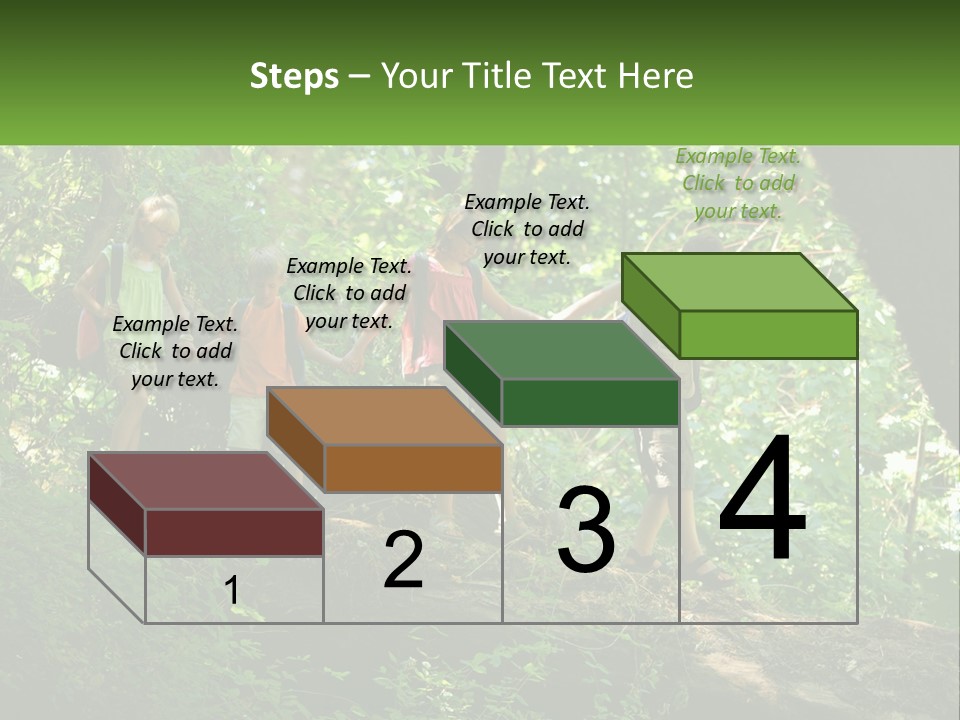 A Group Of Kids Walking On A Log In The Woods PowerPoint Template