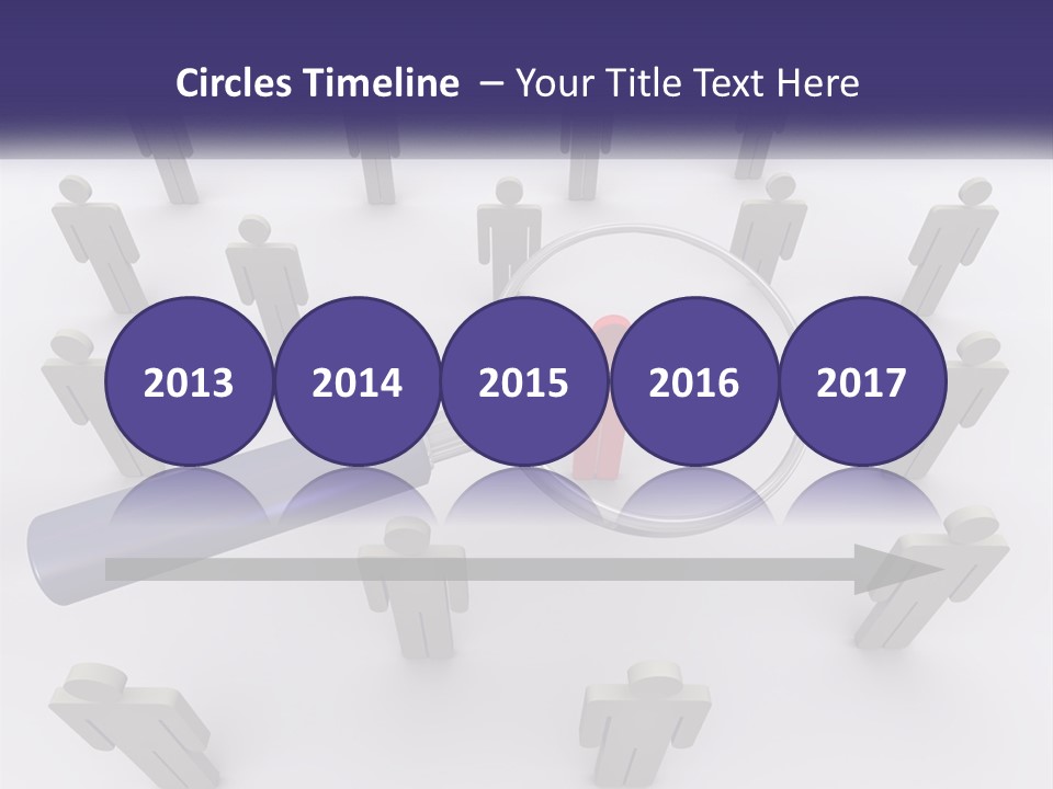 A Magnifying Glass Over A Group Of People PowerPoint Template