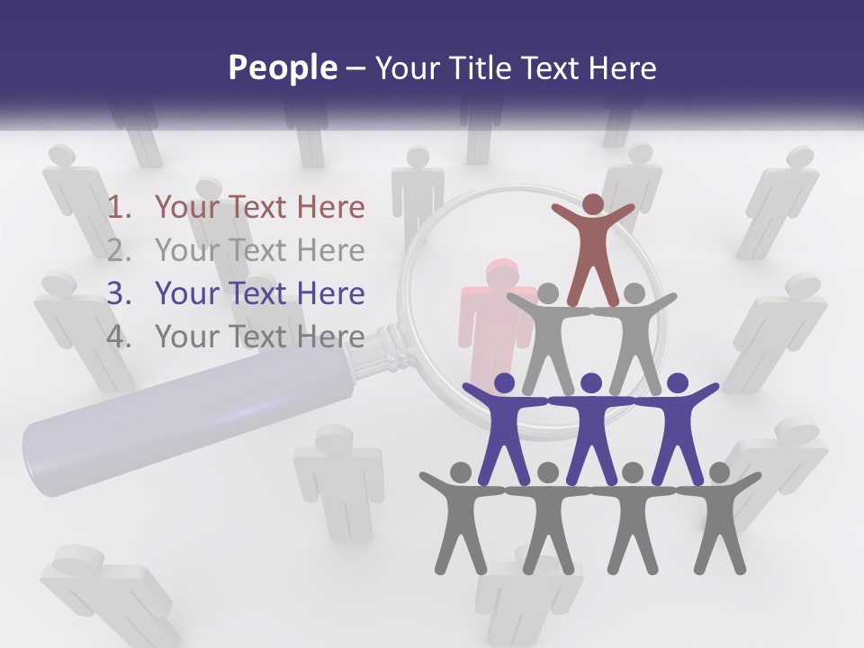 A Magnifying Glass Over A Group Of People PowerPoint Template