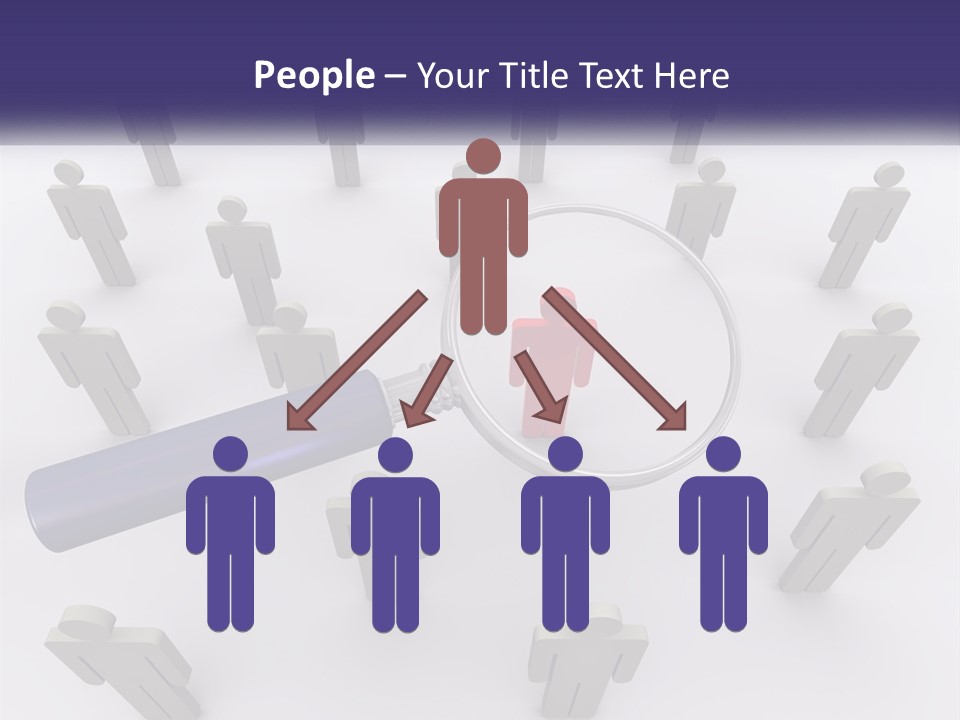 A Magnifying Glass Over A Group Of People PowerPoint Template