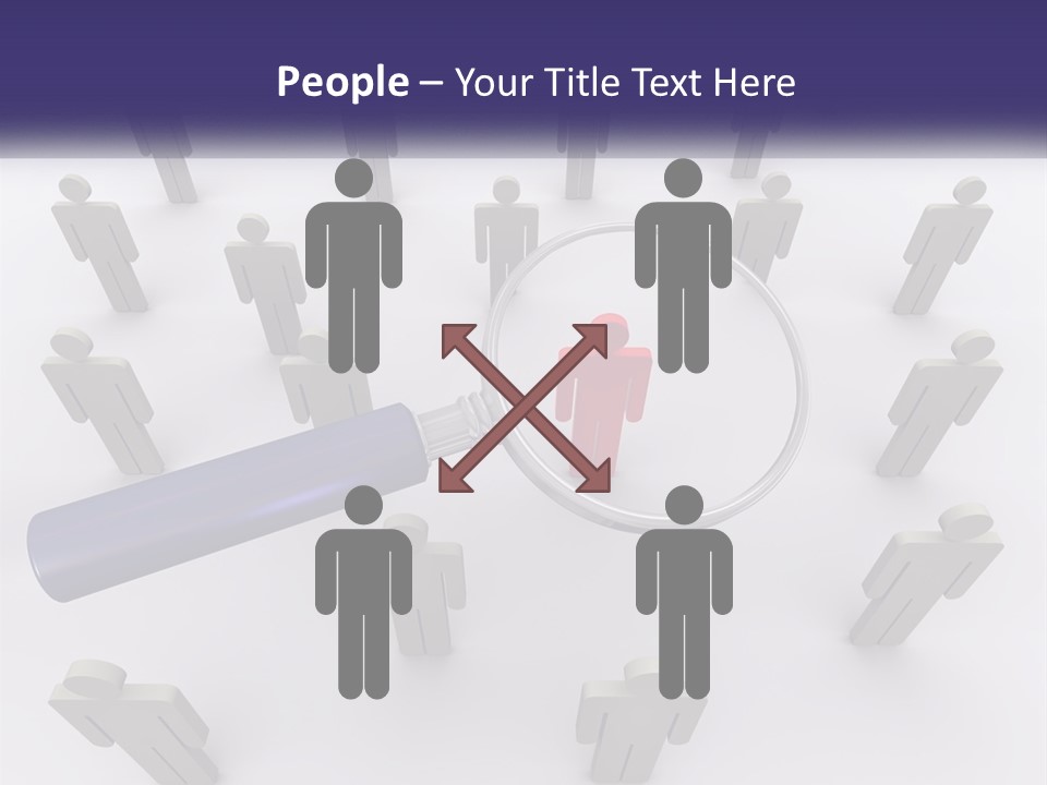 A Magnifying Glass Over A Group Of People PowerPoint Template