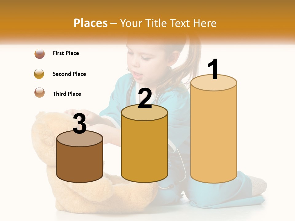 A Little Girl Is Playing With A Teddy Bear PowerPoint Template