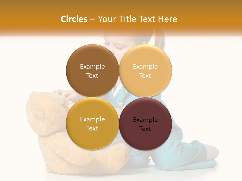 A Little Girl Is Playing With A Teddy Bear PowerPoint Template