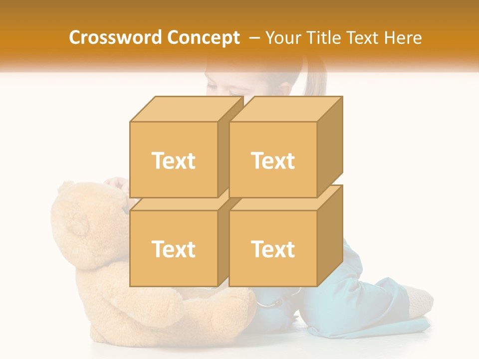 A Little Girl Is Playing With A Teddy Bear PowerPoint Template