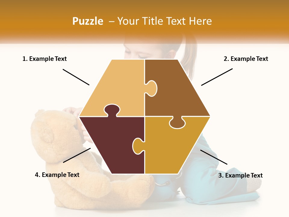 A Little Girl Is Playing With A Teddy Bear PowerPoint Template