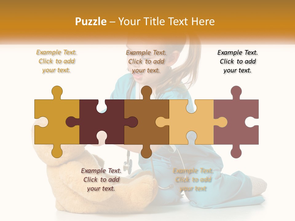 A Little Girl Is Playing With A Teddy Bear PowerPoint Template