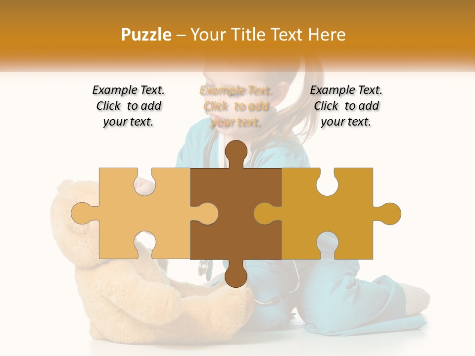 A Little Girl Is Playing With A Teddy Bear PowerPoint Template