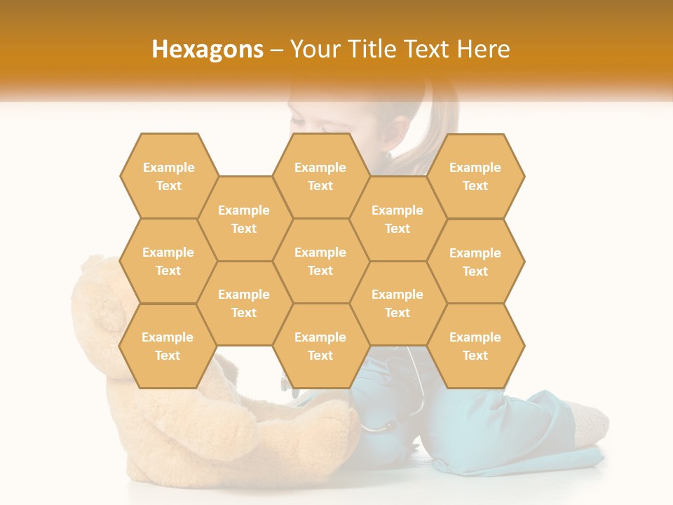 A Little Girl Is Playing With A Teddy Bear PowerPoint Template