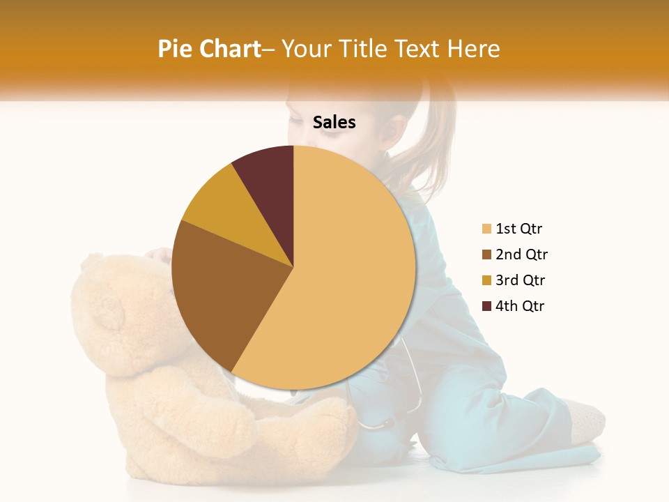 A Little Girl Is Playing With A Teddy Bear PowerPoint Template