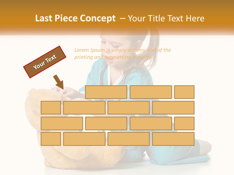 A Little Girl Is Playing With A Teddy Bear PowerPoint Template