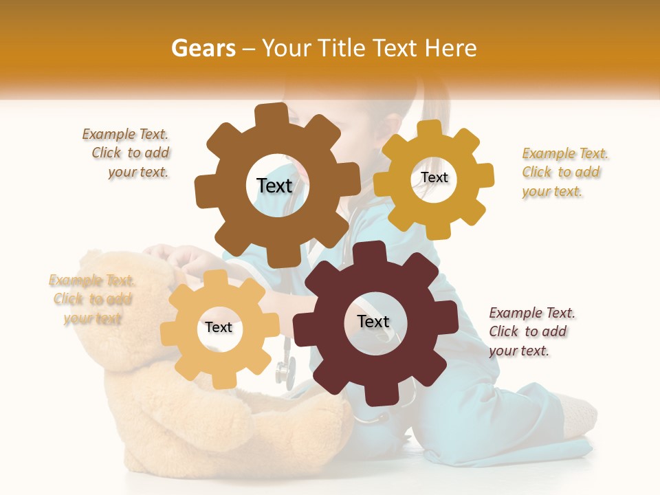 A Little Girl Is Playing With A Teddy Bear PowerPoint Template