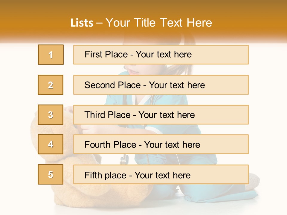 A Little Girl Is Playing With A Teddy Bear PowerPoint Template