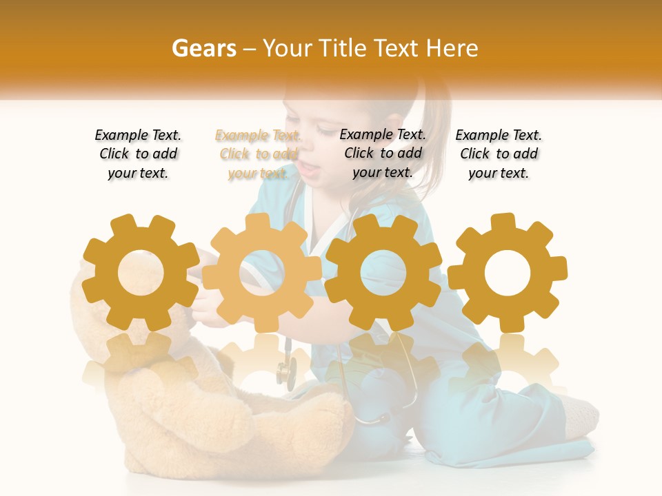 A Little Girl Is Playing With A Teddy Bear PowerPoint Template