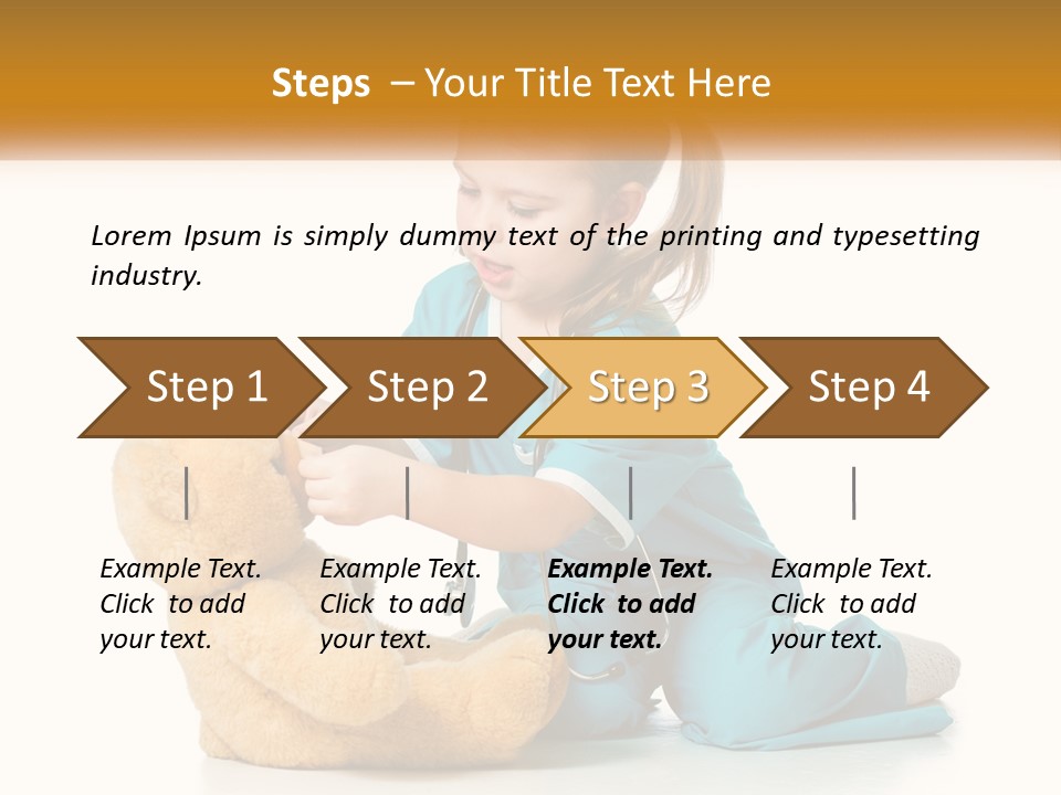 A Little Girl Is Playing With A Teddy Bear PowerPoint Template