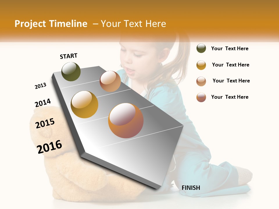 A Little Girl Is Playing With A Teddy Bear PowerPoint Template