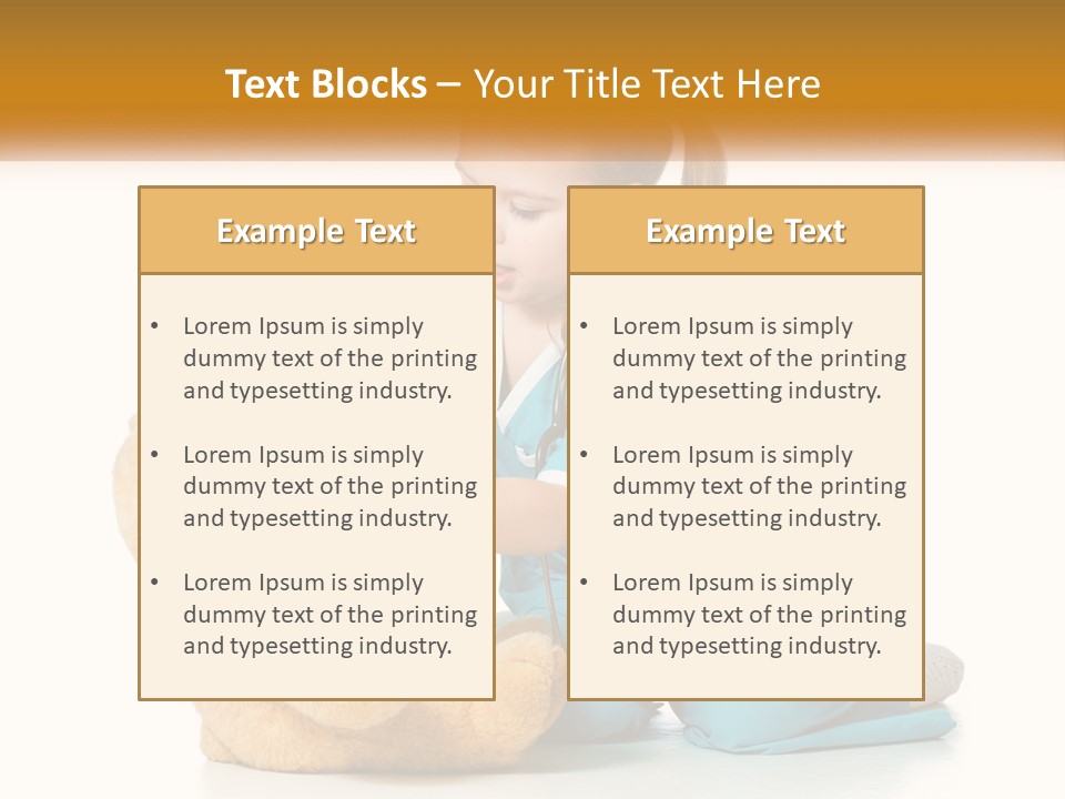 A Little Girl Is Playing With A Teddy Bear PowerPoint Template