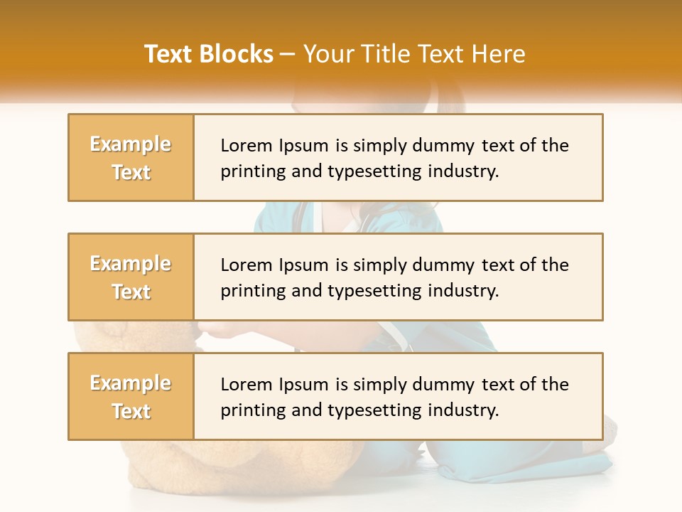 A Little Girl Is Playing With A Teddy Bear PowerPoint Template