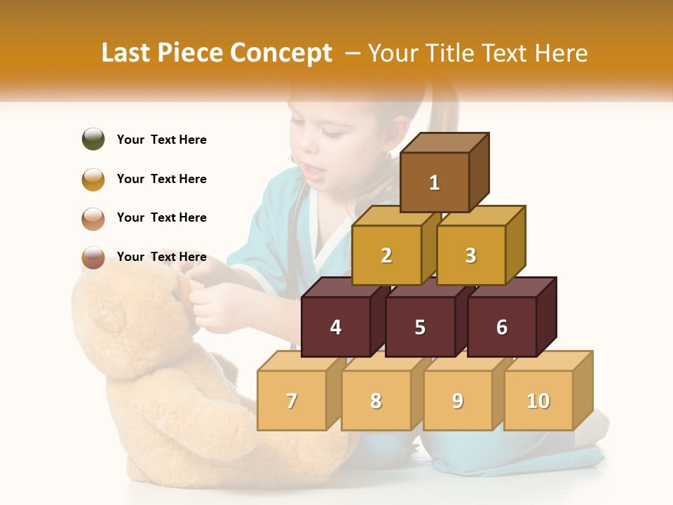 A Little Girl Is Playing With A Teddy Bear PowerPoint Template
