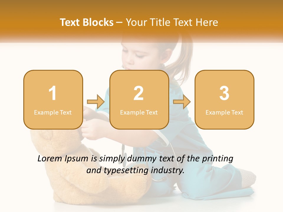 A Little Girl Is Playing With A Teddy Bear PowerPoint Template