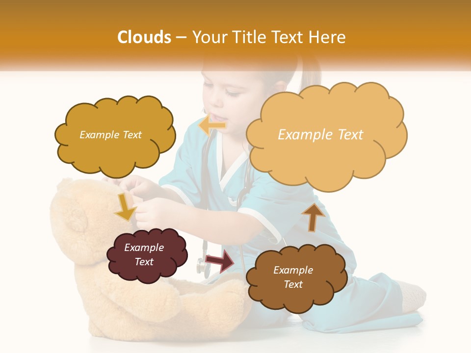 A Little Girl Is Playing With A Teddy Bear PowerPoint Template