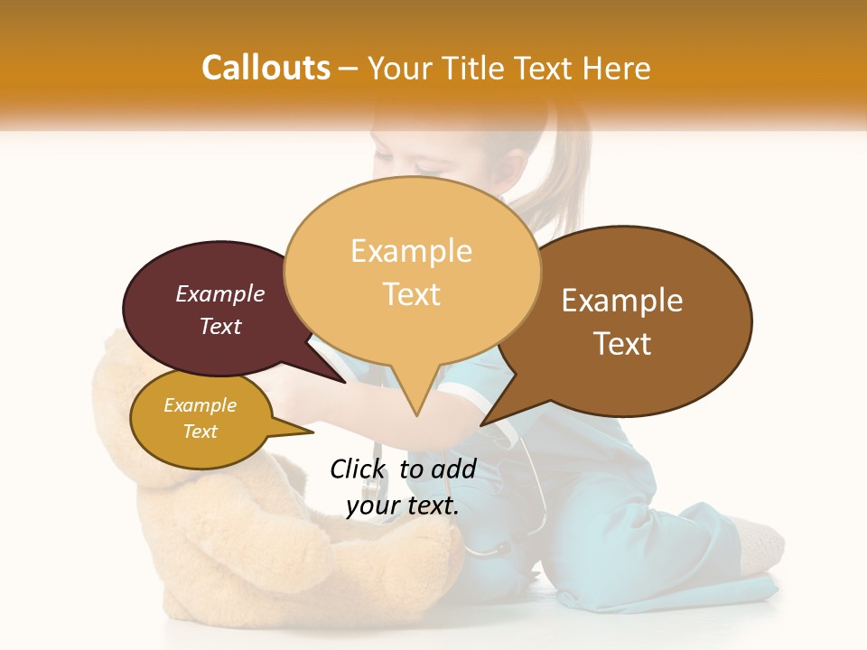 A Little Girl Is Playing With A Teddy Bear PowerPoint Template