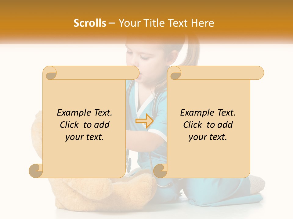 A Little Girl Is Playing With A Teddy Bear PowerPoint Template