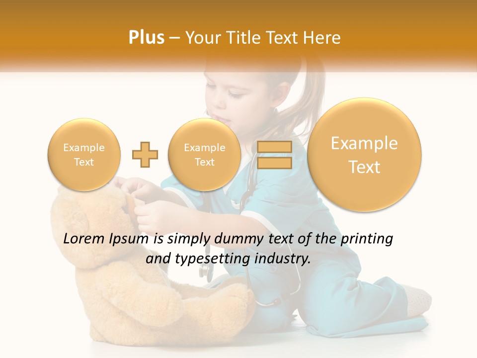 A Little Girl Is Playing With A Teddy Bear PowerPoint Template