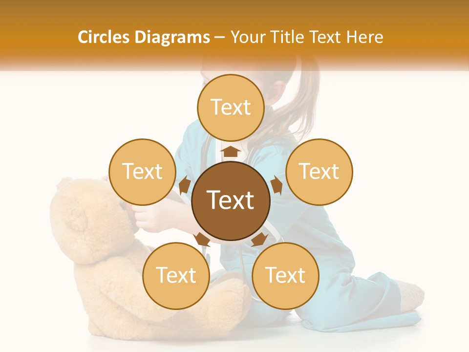 A Little Girl Is Playing With A Teddy Bear PowerPoint Template
