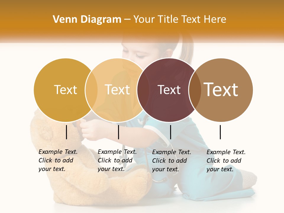 A Little Girl Is Playing With A Teddy Bear PowerPoint Template